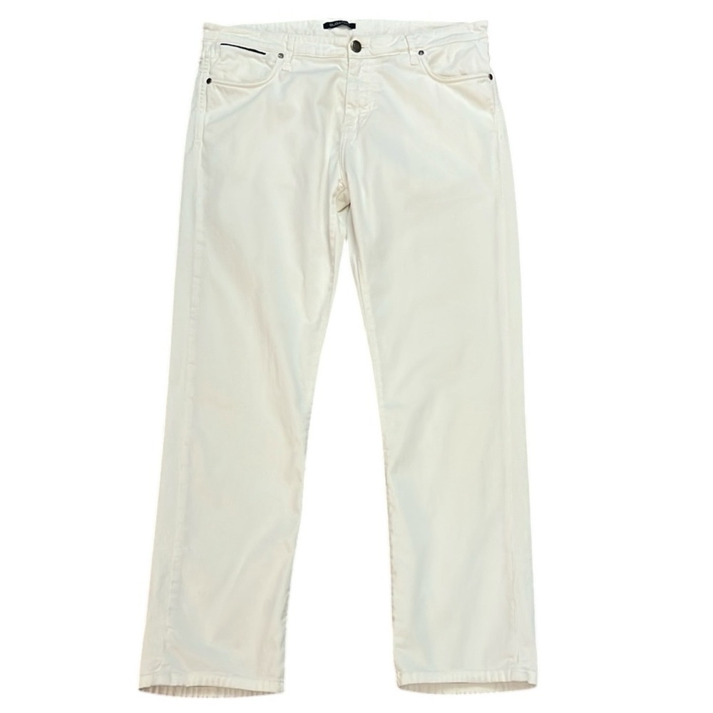 Bugatchi White Pants Flat Front Cotton Stretch Contemporary Fit Portugal 35x29